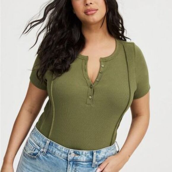 Paneled Henley Top - Picture 1 of 1